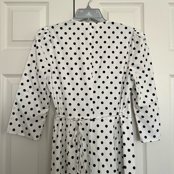 NEW Reformation Hilltop Midi Wrap Dress w/ Sleeves Polka Dot Malta Size S - Picture 14 of 14